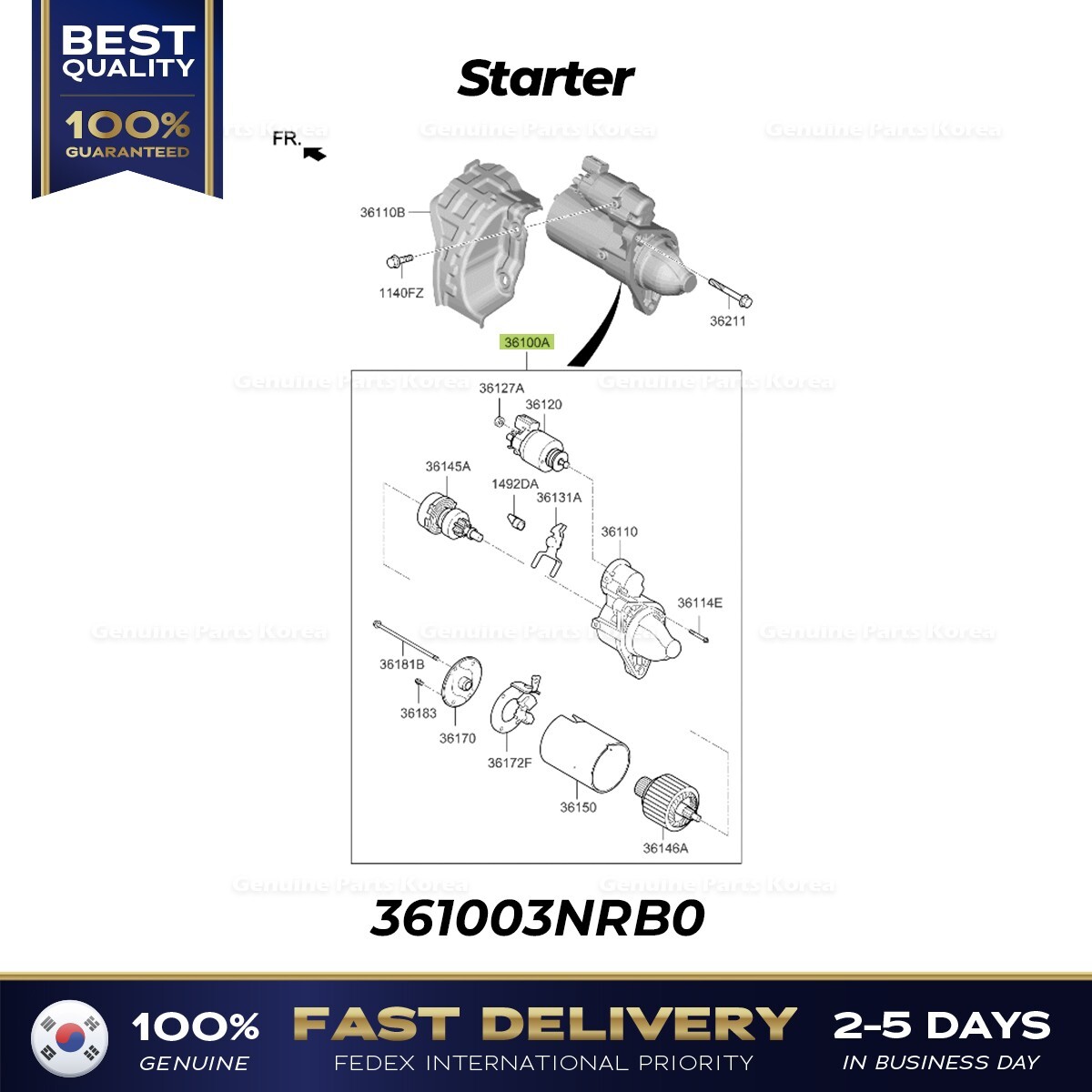 ⭐Genuine⭐ Starter 361003NRB0 for Hyundai Genesis G80 G90 GV70 GV80