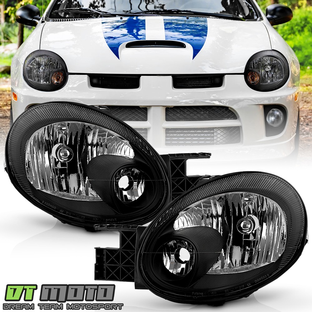 Black 2003 2004 2005 Dodge Neon Headlights Headlamp Replacement Left+Right 03-05