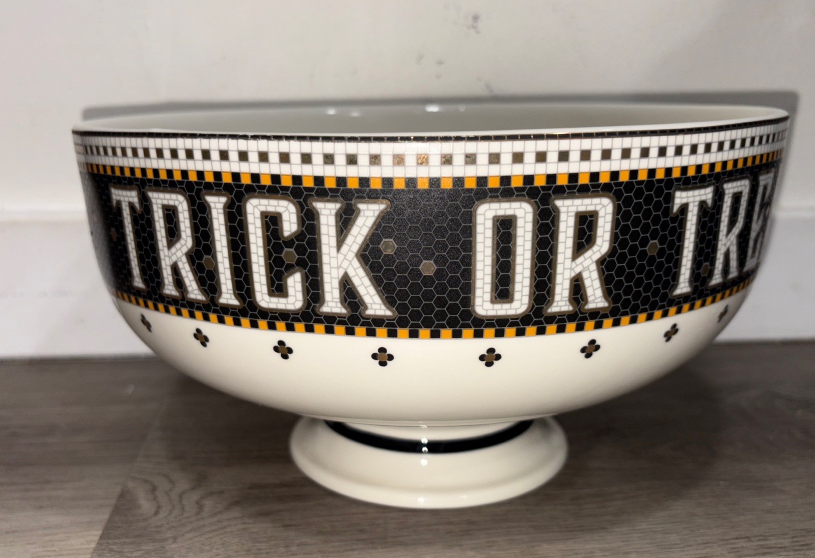 Anthropologie Bistro Tile Stoneware Candy Bowl Halloween Edition New