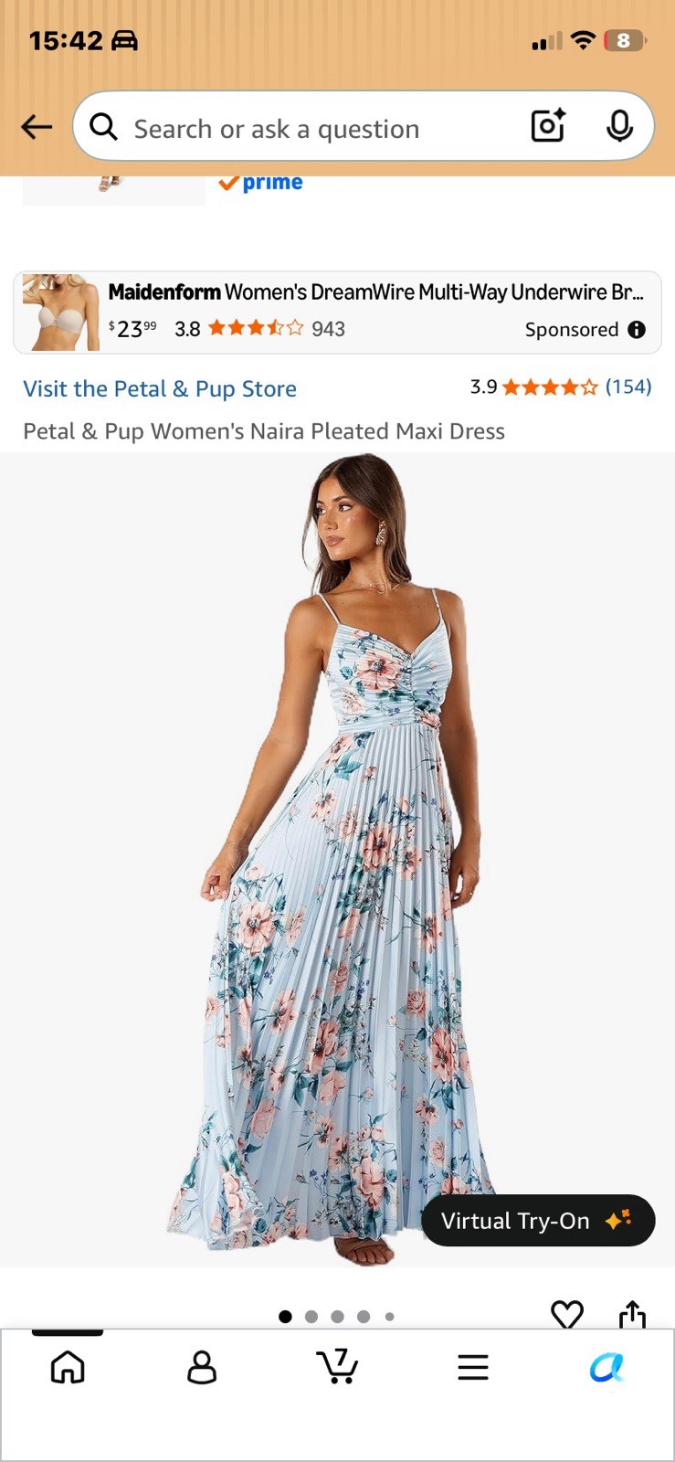 petal and pup Pleated Blue Floral Print  Romantic Spaghetti Straps Size 10 NEW