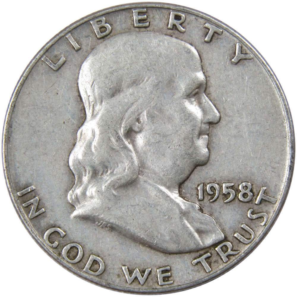 1958 D Franklin Silver Half Dollar Circulated 50c Coin Collectible