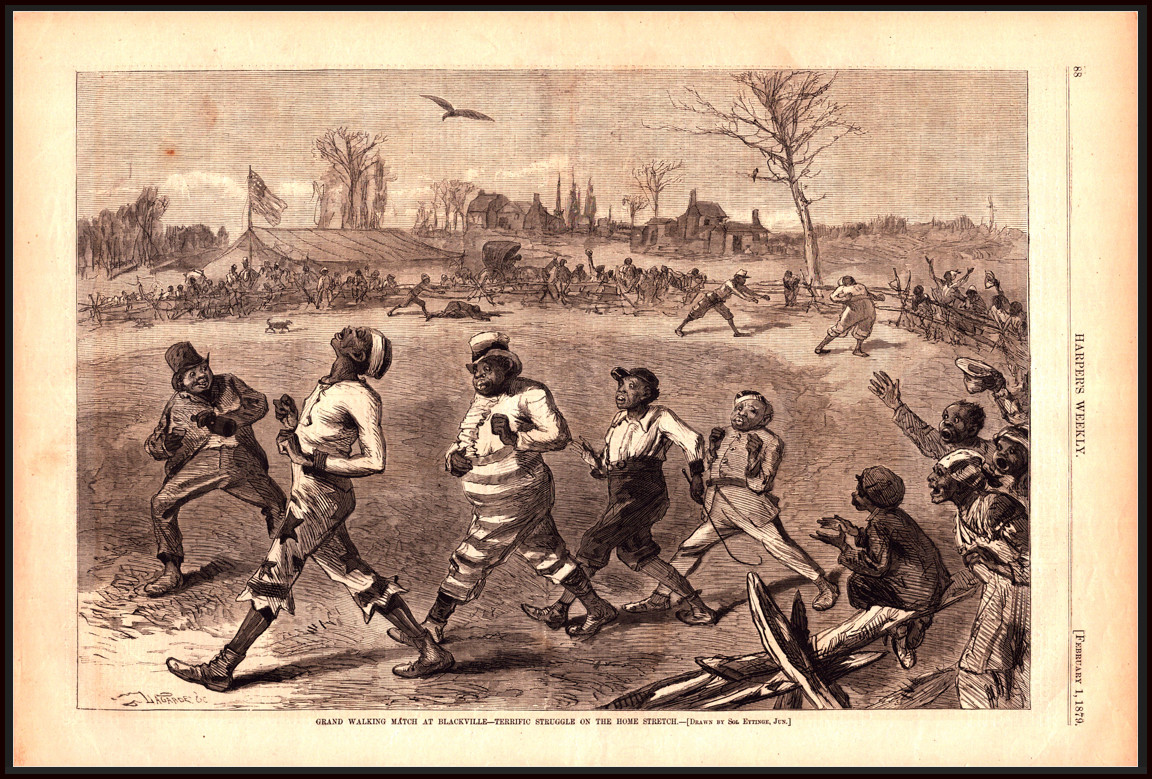 1879 Harper’s Weekly Engraving — Eytinge Jr. Walking Match Scene