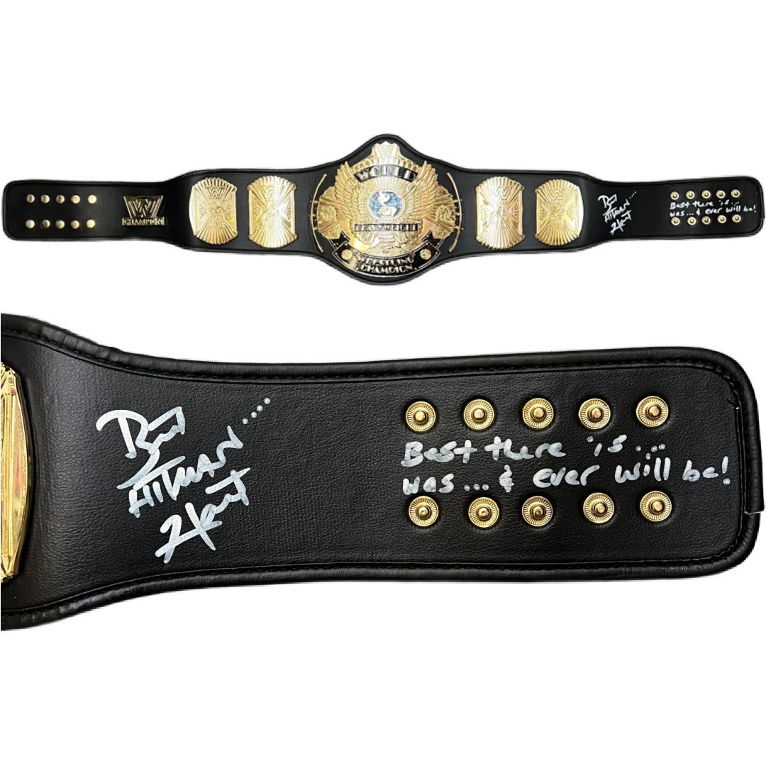 Bret The Hitman Hart autographed signed inscribed replica champion belt WWF JSA