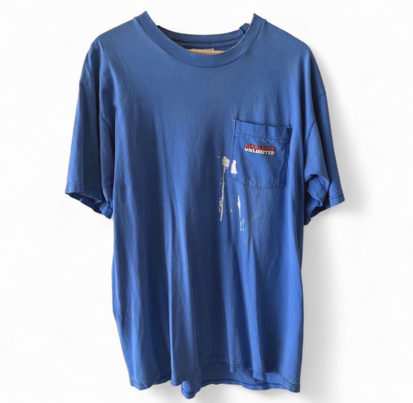 Vintage Marlboro Blue Coyote Wolf Shirt Faded Thrashed Made USA XL