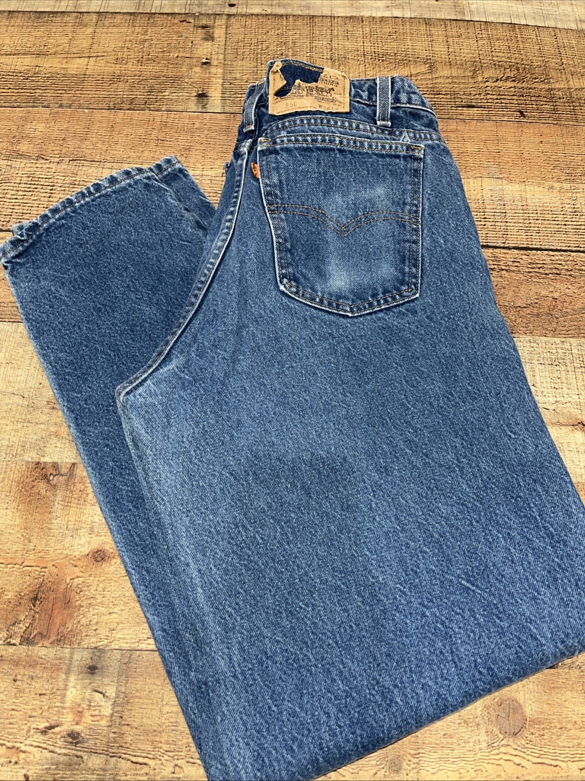Vintage Levis Jeans Mens 36x34 Blue 90s Orange Tab Denim Pants 550 USA (2851)