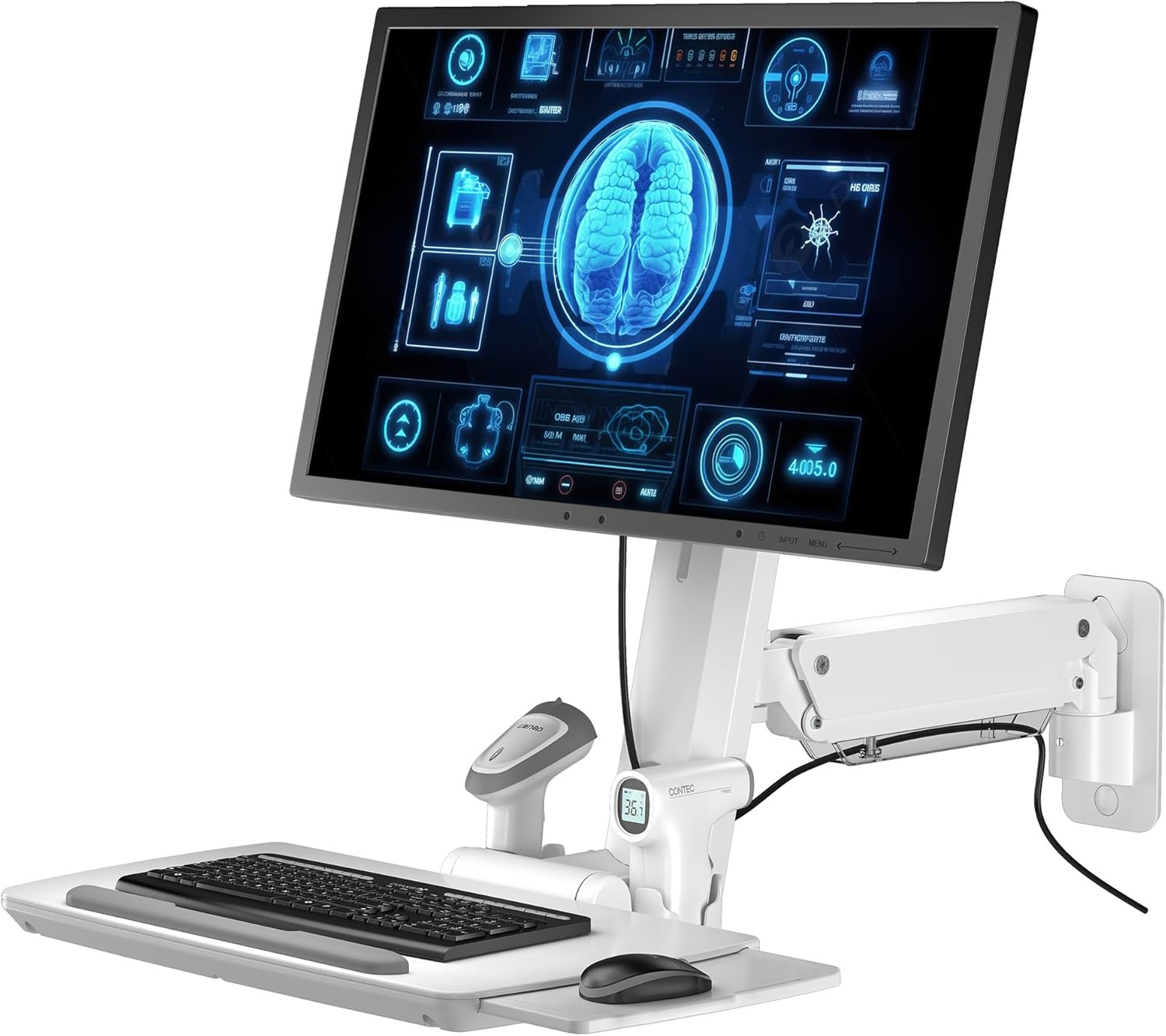 MED02 Wall Mount Workstation with Folding Keyboard & Adjustable Design for 17\