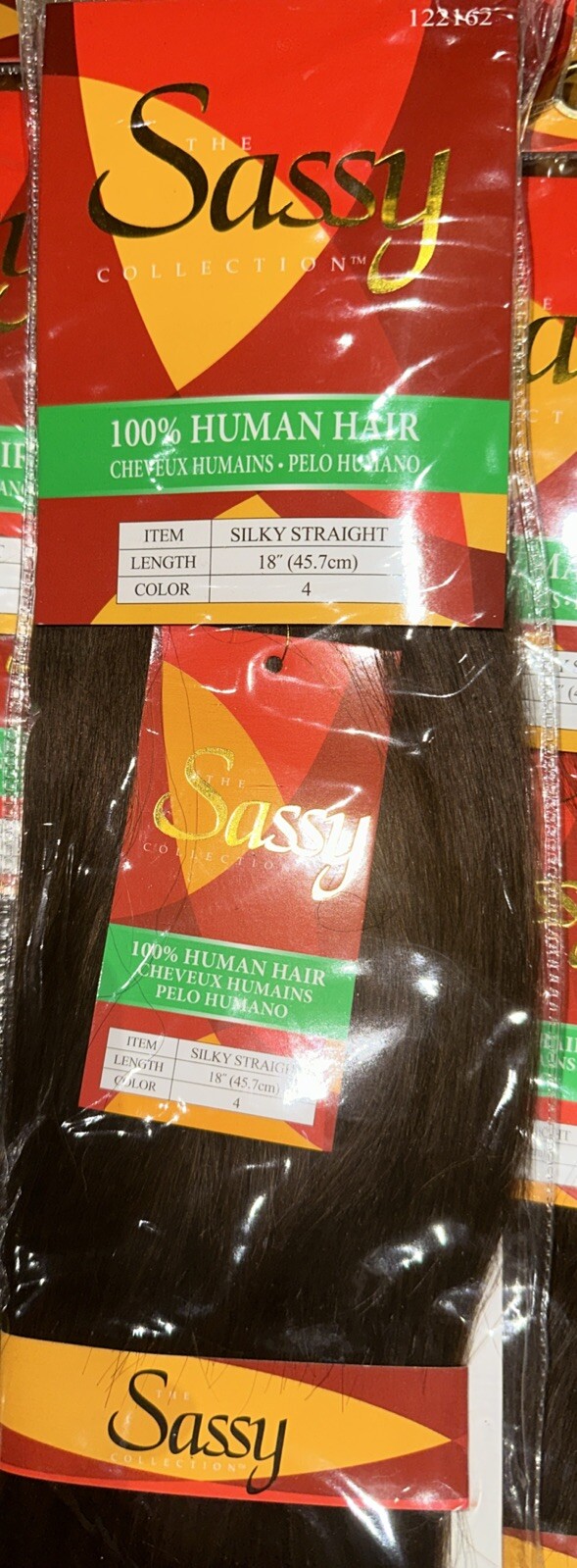 The Sassy Collection Silky Straight 18 Inch Human Hair Extensions #4 Brown