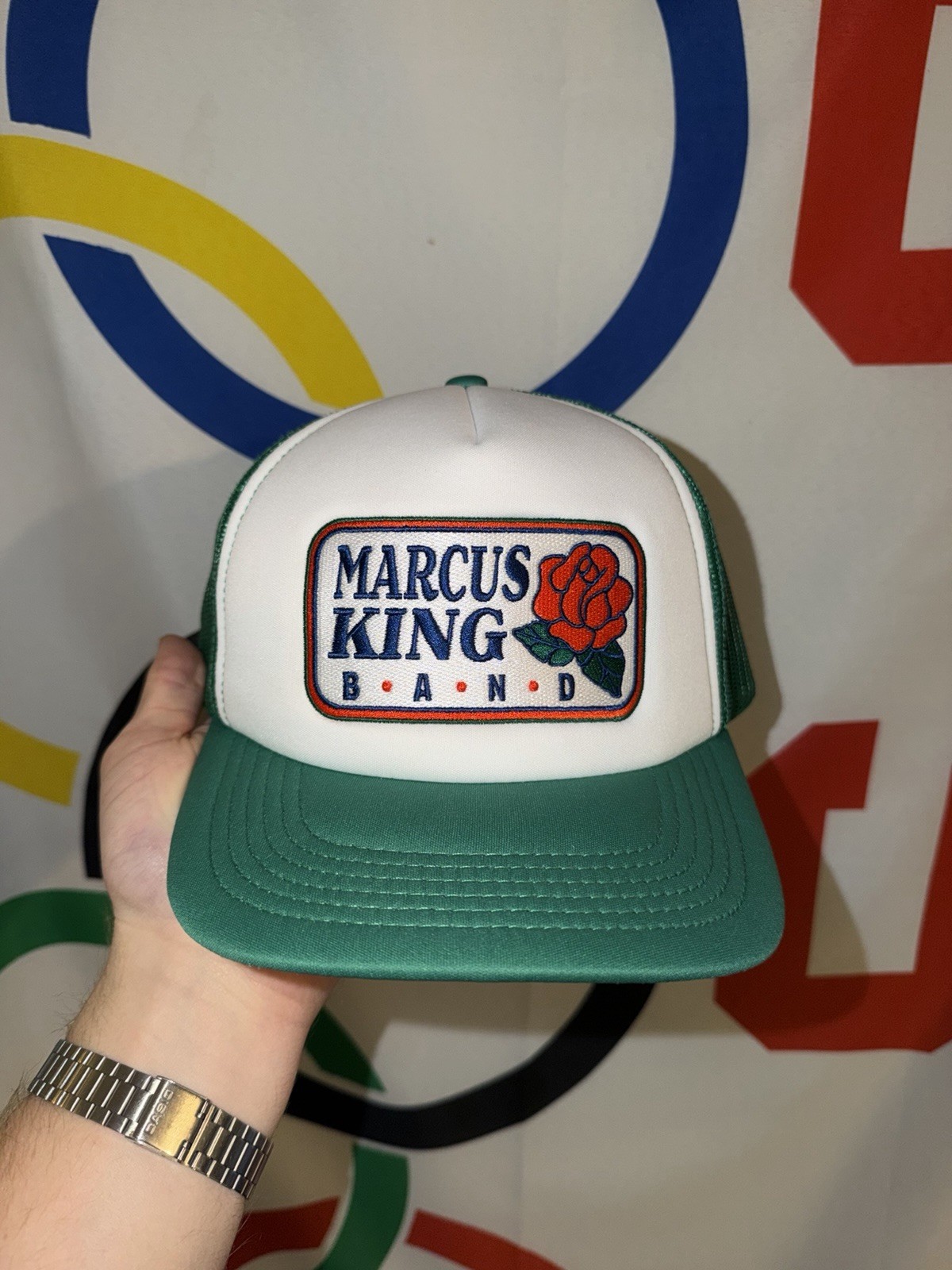 Official Marcus King Band Trucker Hat Green White Snapback Mesh Back Official Marcus King Band Trucker Hat Green White Snapback Mesh Back