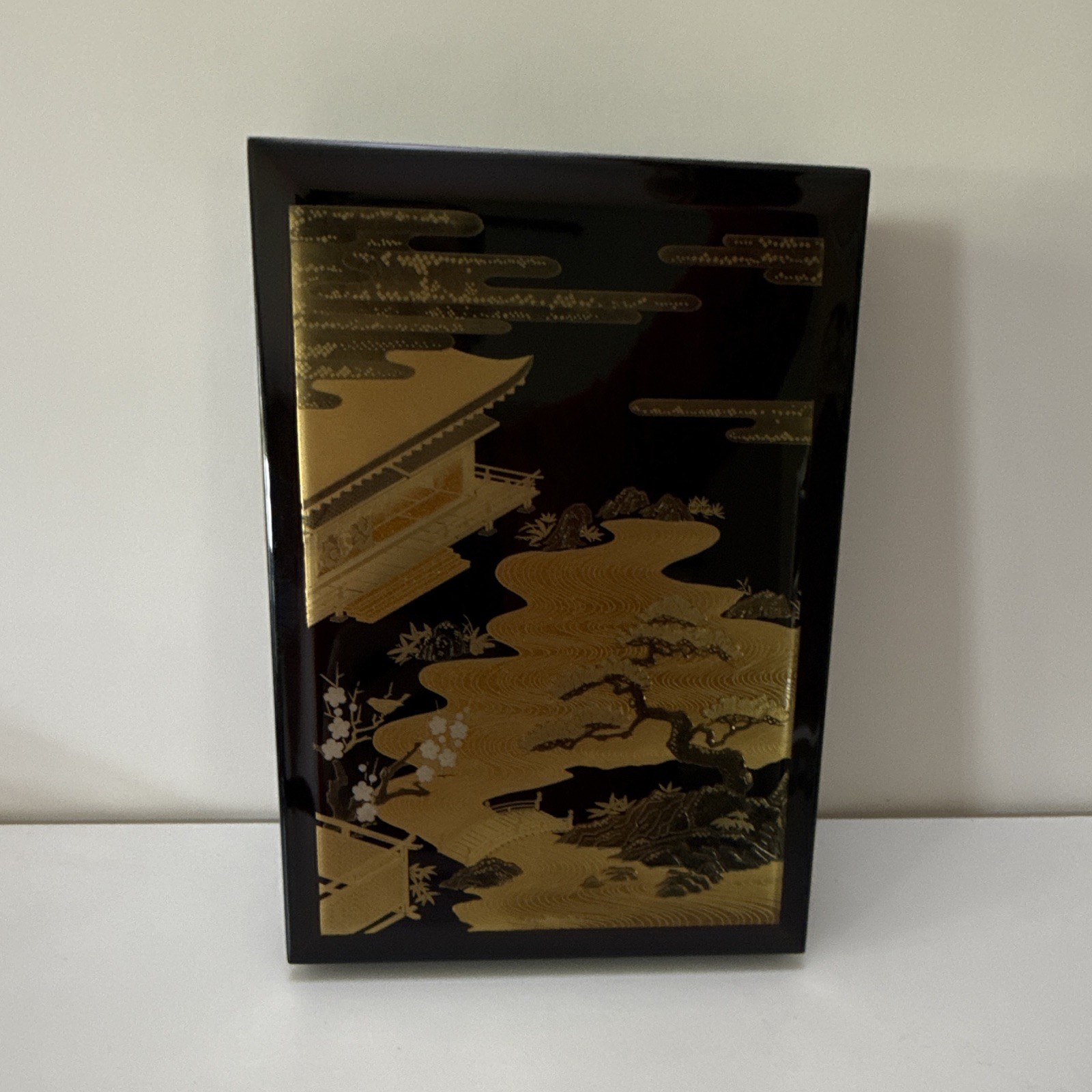 Vintage Japanese Takamaki-e Raised Gold Lacquer Document Box Ryoshibako Showa