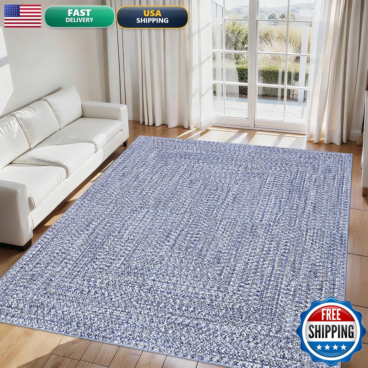 GarveeHome Printed Rug Braided Pattern On It, Washable 8x10 Area Rugs Living