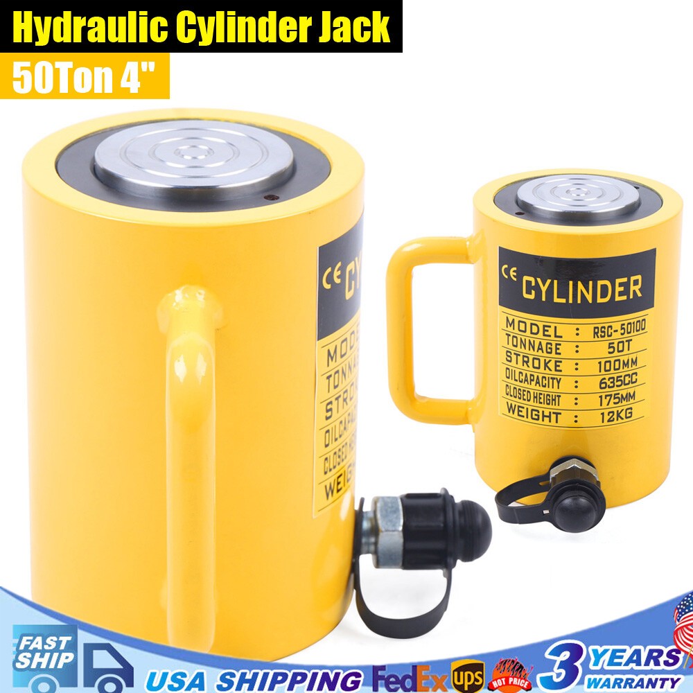 50 Ton Hydraulic Ram Cylinder Jack Single Acting Industrial Lifting Jack 635cc