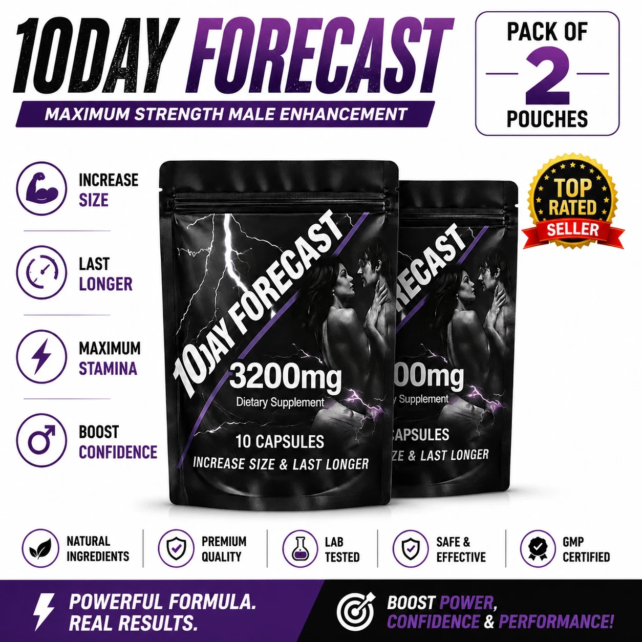 10 Day Forecast Premium Men\'s Vitality Formula 20 Capsules Daily Support Supply