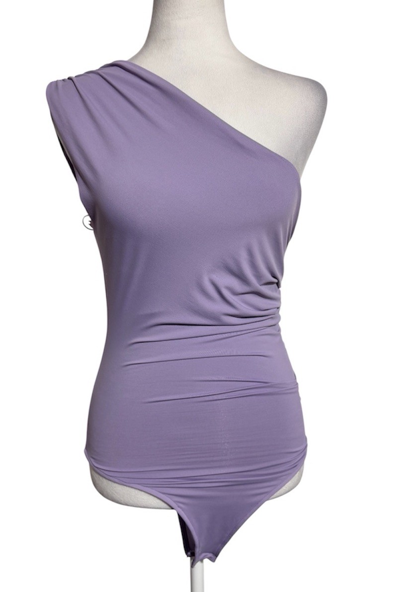 ZARA One-Shoulder Lilac Bodysuit medium