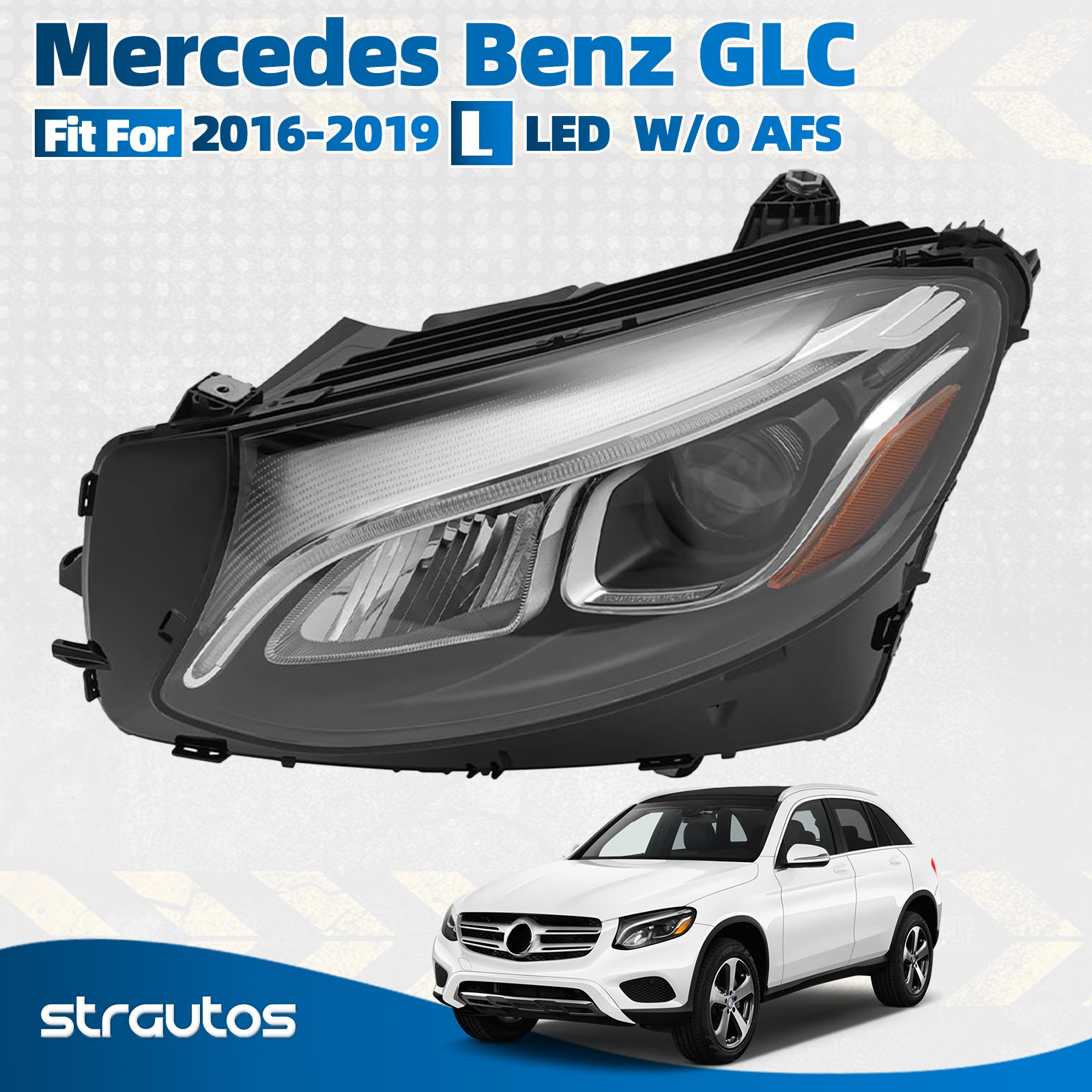For 2016-2019 Mercedes Benz GLC X253 LED Headlight w/o AFS Left Driver Side