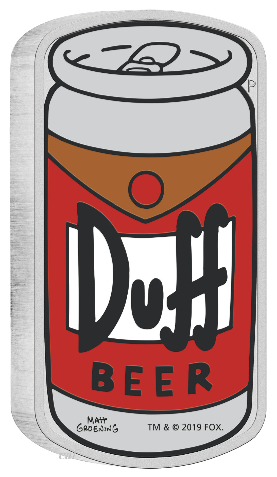 2019 The Simpsons Duff Beer Simpson 1oz $1 Silver 99.99% Proof Can Coin