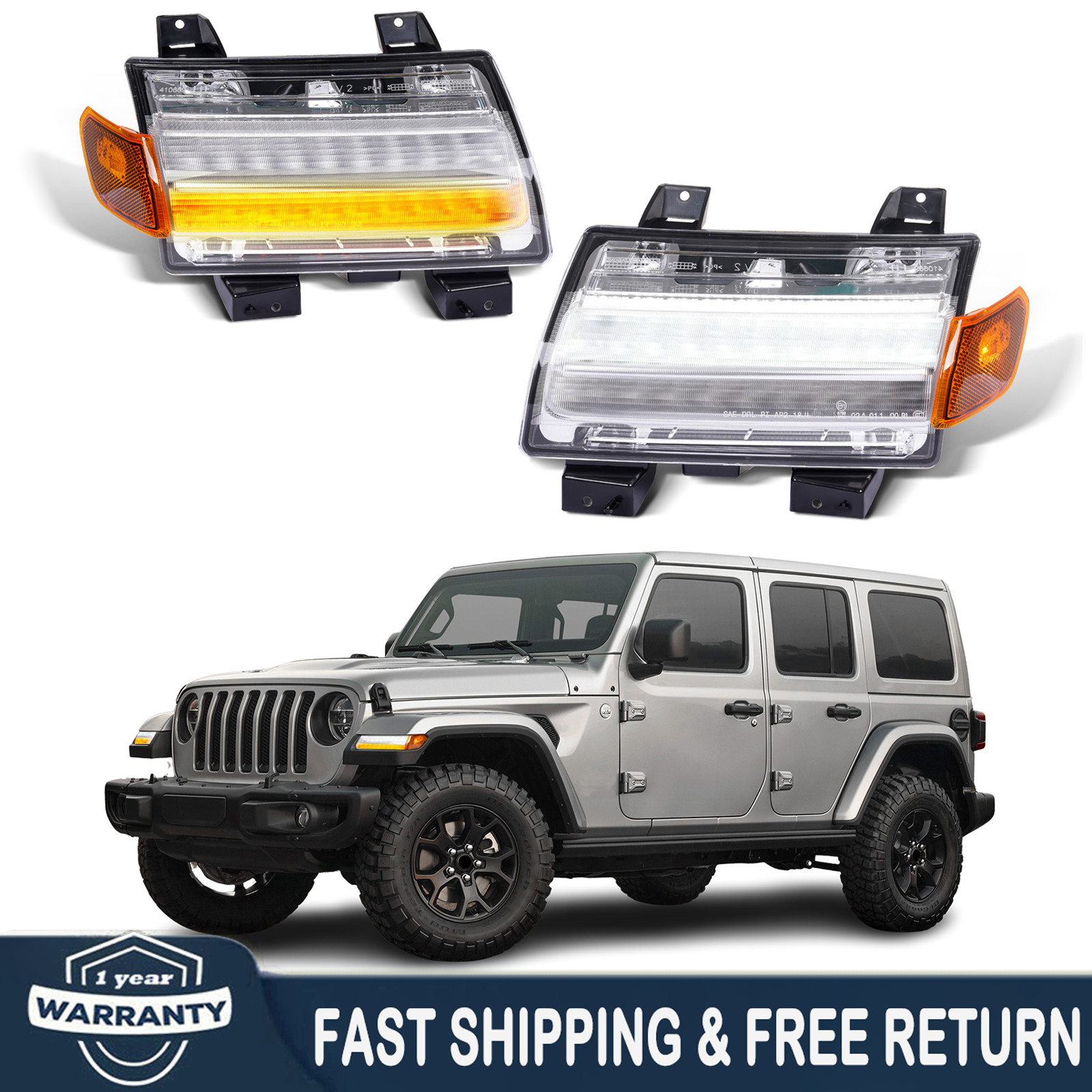 Pair LED Turn Signal Lights For Jeep Wrangler JL & Gladiator JT 2018+ Sequential