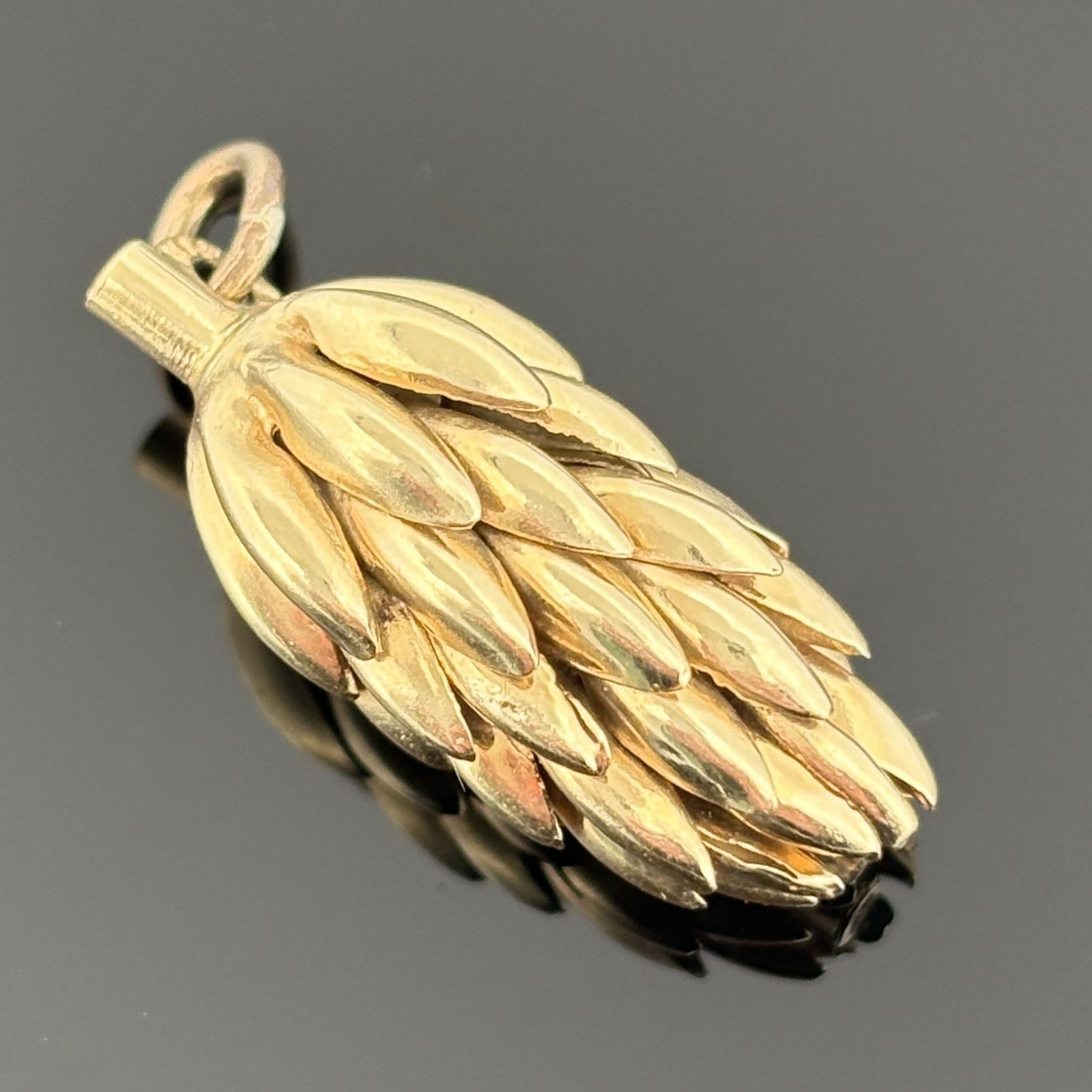 Vintage Italian 14K Yellow Gold Banana Bunch Charm Pendant, Late 1960's