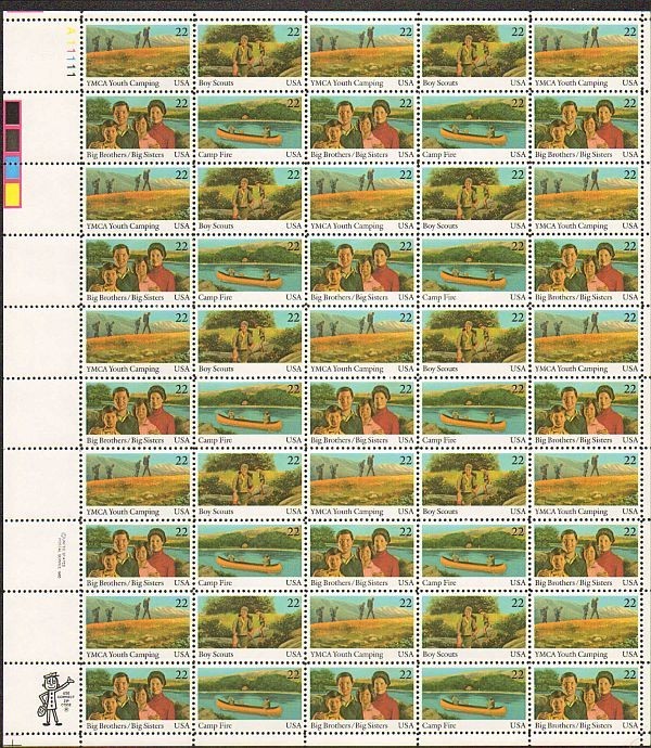 United States 22¢ INTERNATIONAL YOUTH SCOUTS #2160-63 MNH Full Sheet FACE VALUE