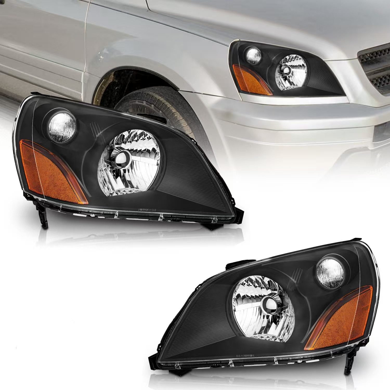 Pair Headlights Assembly For 2003 2004 2005 Honda Pilot Headlamps, w/o Bulbs