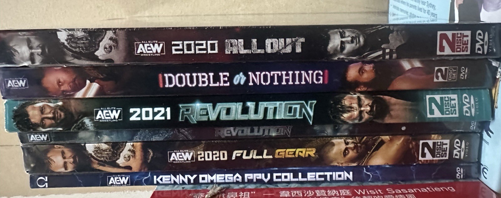 DVD AEW (6) LOT DOUBLE OR NOTHING, REVOLUTION, ALL OUT, 5 ARE FACTORY SEALED