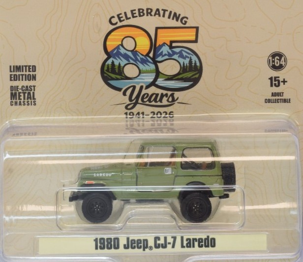 Greenlight x Karson 1980 Jeep CJ-7 Laredo - Jeep 85 Years 1:64 Diecast Car 51755 Greenlight x Karson 1980 Jeep CJ-7 Laredo - Jeep 85 Years 1:64 Diecast Car 51755