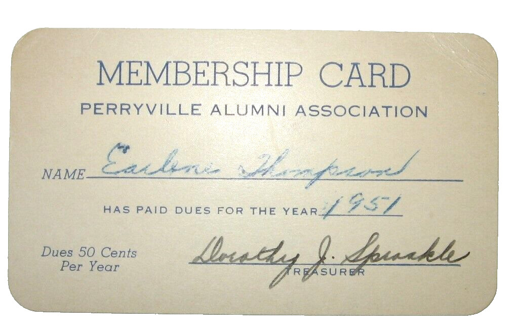 VTG Membership Card - Perryville Alumni Association 1951 Maryland VTG Membership Card - Perryville Alumni Association 1951 Maryland