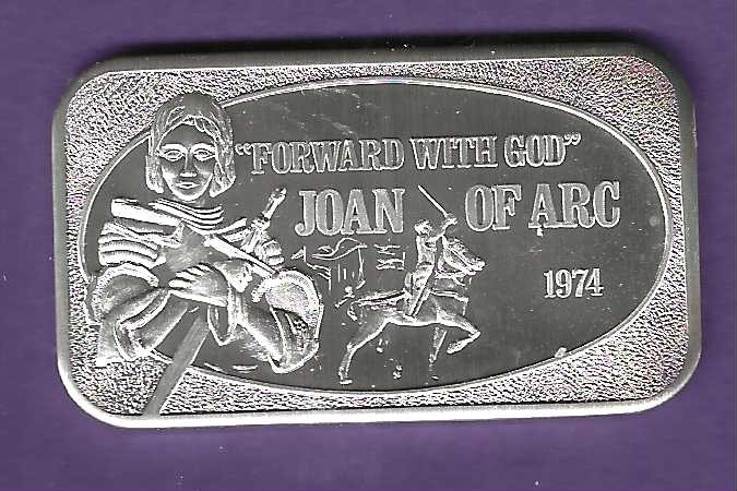 JOAN OF ARC .999 SILVER ART BAR JOAN OF ARC .999 SILVER ART BAR