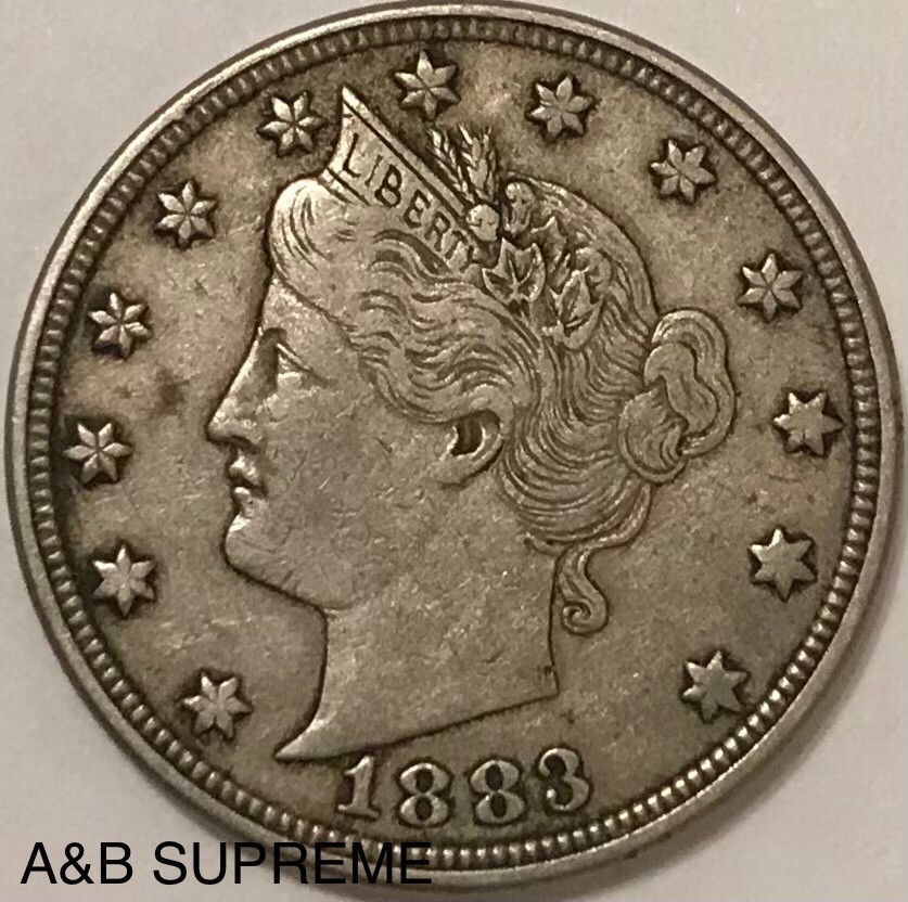 1883 No Cents Liberty Head V Nickel XF-AU Extremely Fine-About Uncirculated