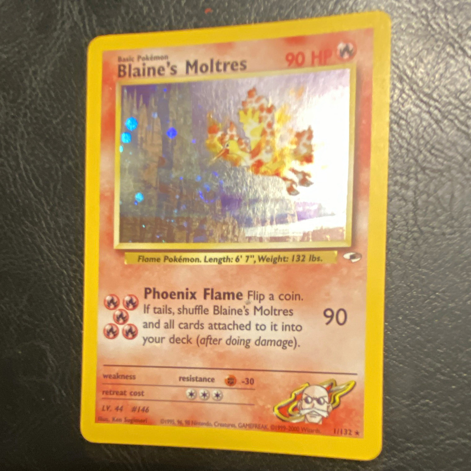 Blaine\'s Moltres Gym Heroes Holo Rare 1/132 HP90 English 2000 Unlimited Blaine\'s Moltres Gym Heroes Holo Rare 1/132 HP90 English 2000 Unlimited