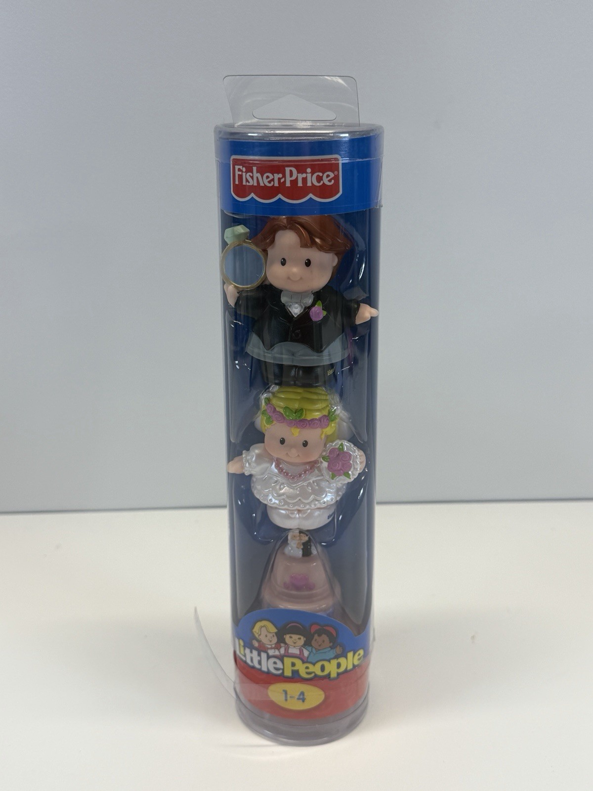 Fisher Price Little People Bride Groom Wedding Cake NEW Plastic Tube