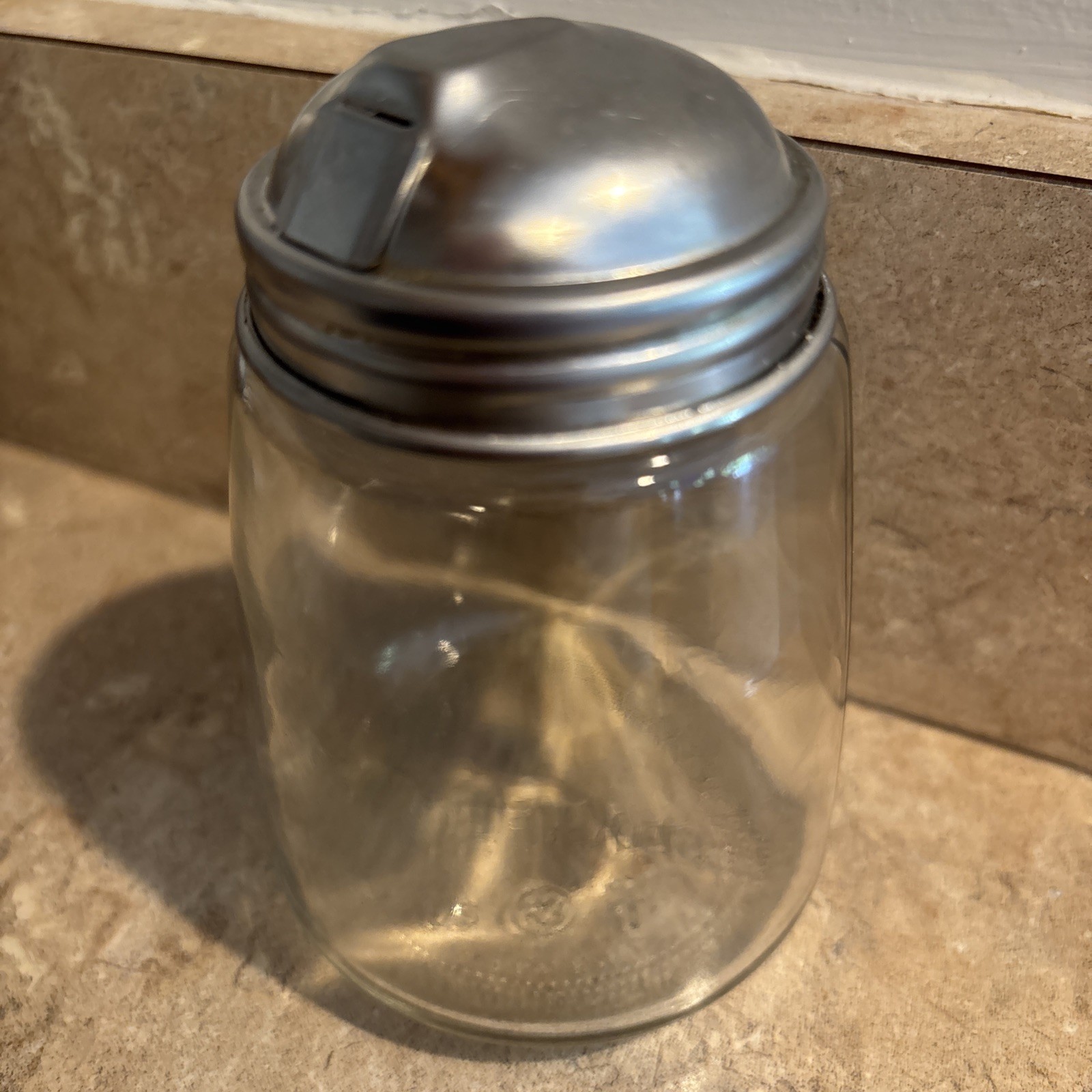 Vintage Bloomfield Mexico Clear Glass Sugar Shaker Dispenser w/ Lid T20 4” Tall