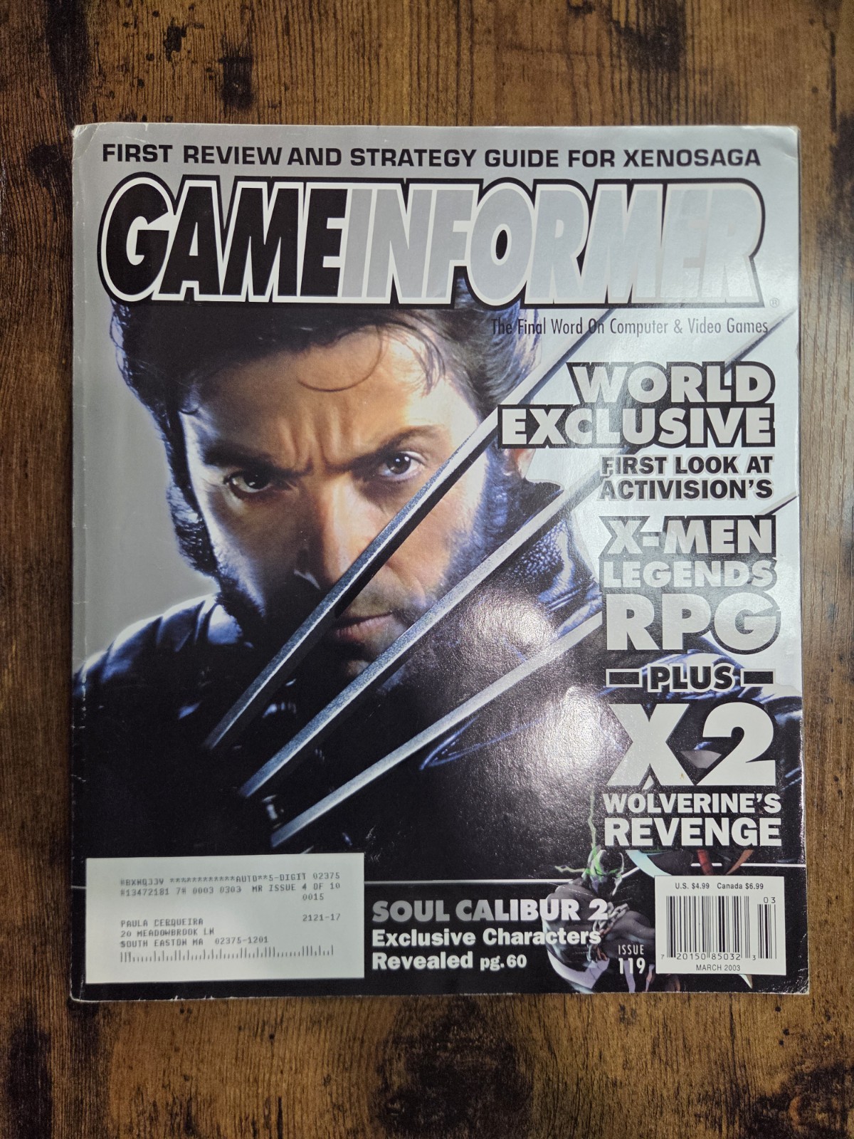 Xmen RPG Wolverines Game Informer Issue #119 Revenge Soul Caliber 2 March 2003 Xmen RPG Wolverines Game Informer Issue #119 Revenge Soul Caliber 2 March 2003