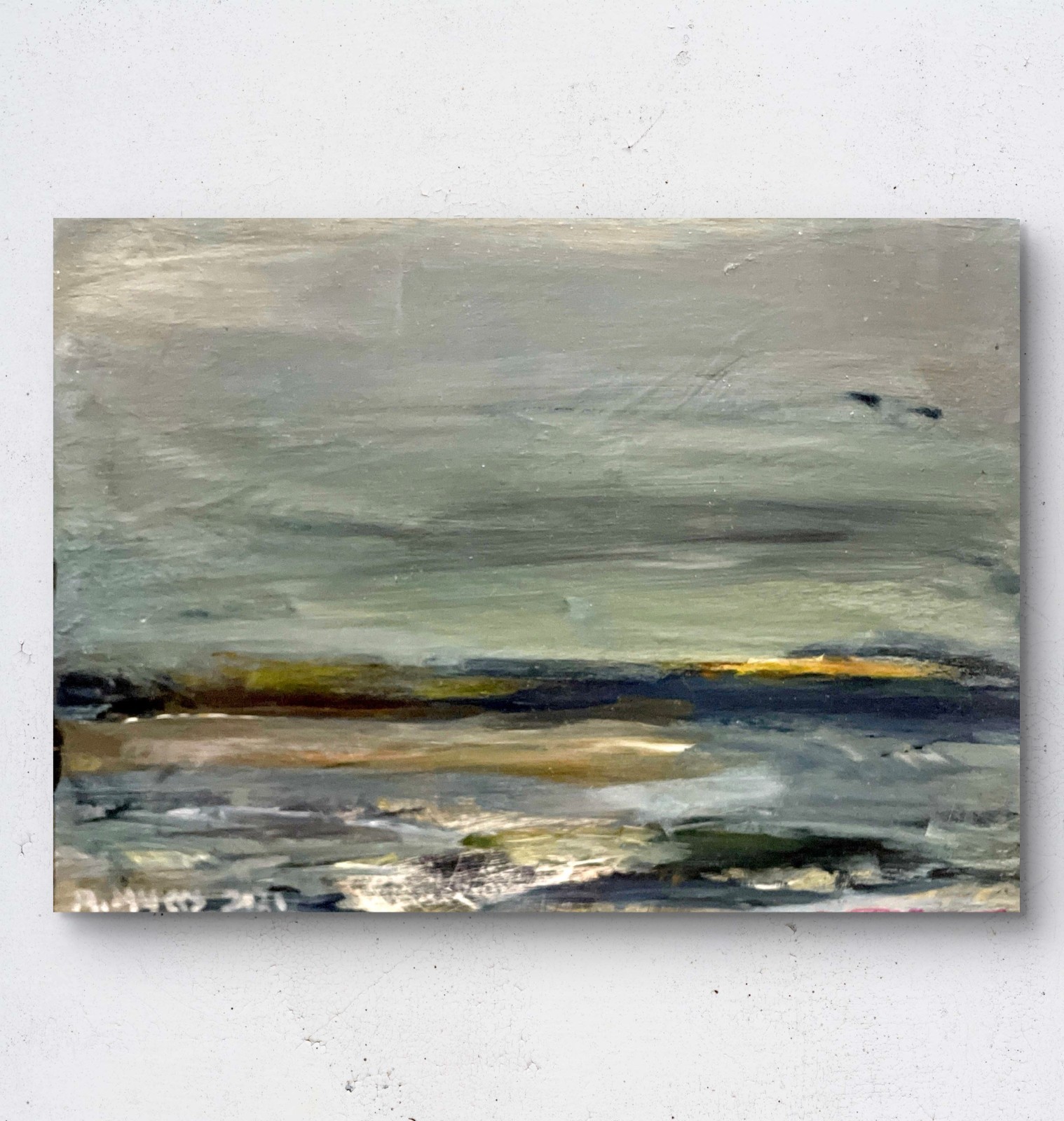 Mary Myers Original Misty Horizon Glow 5x7 Acrylic on Cradled Wood