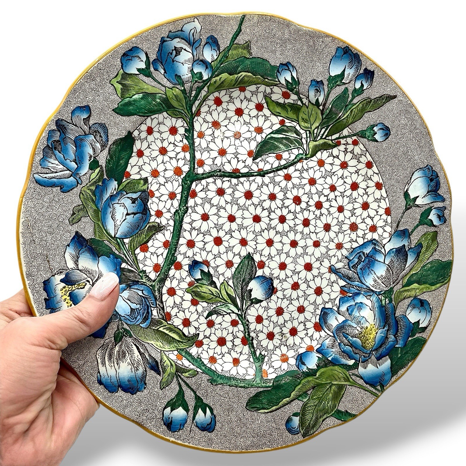 Antique Wedgwood Daisy Chintz PLUM BLOSSOM Plate 10” 1907 ~ READ