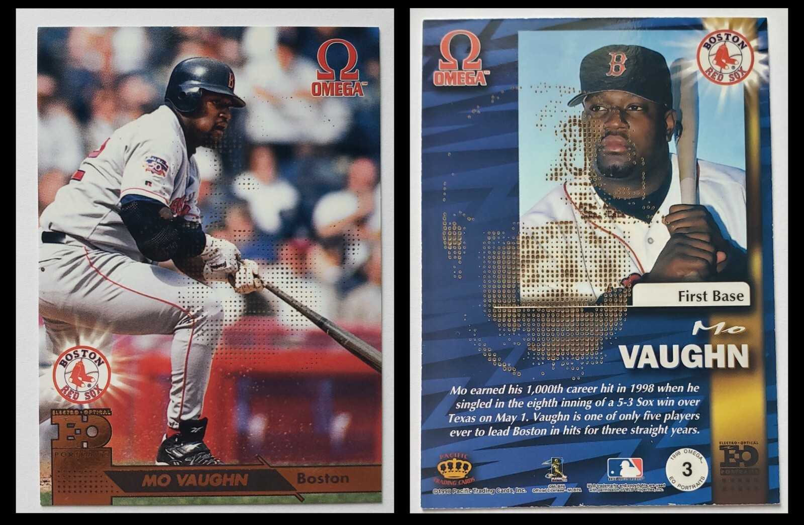 Vintage 1998 Pacific Omega EO Portraits MO VAUGHN #3 Baseball Card Boston MLB