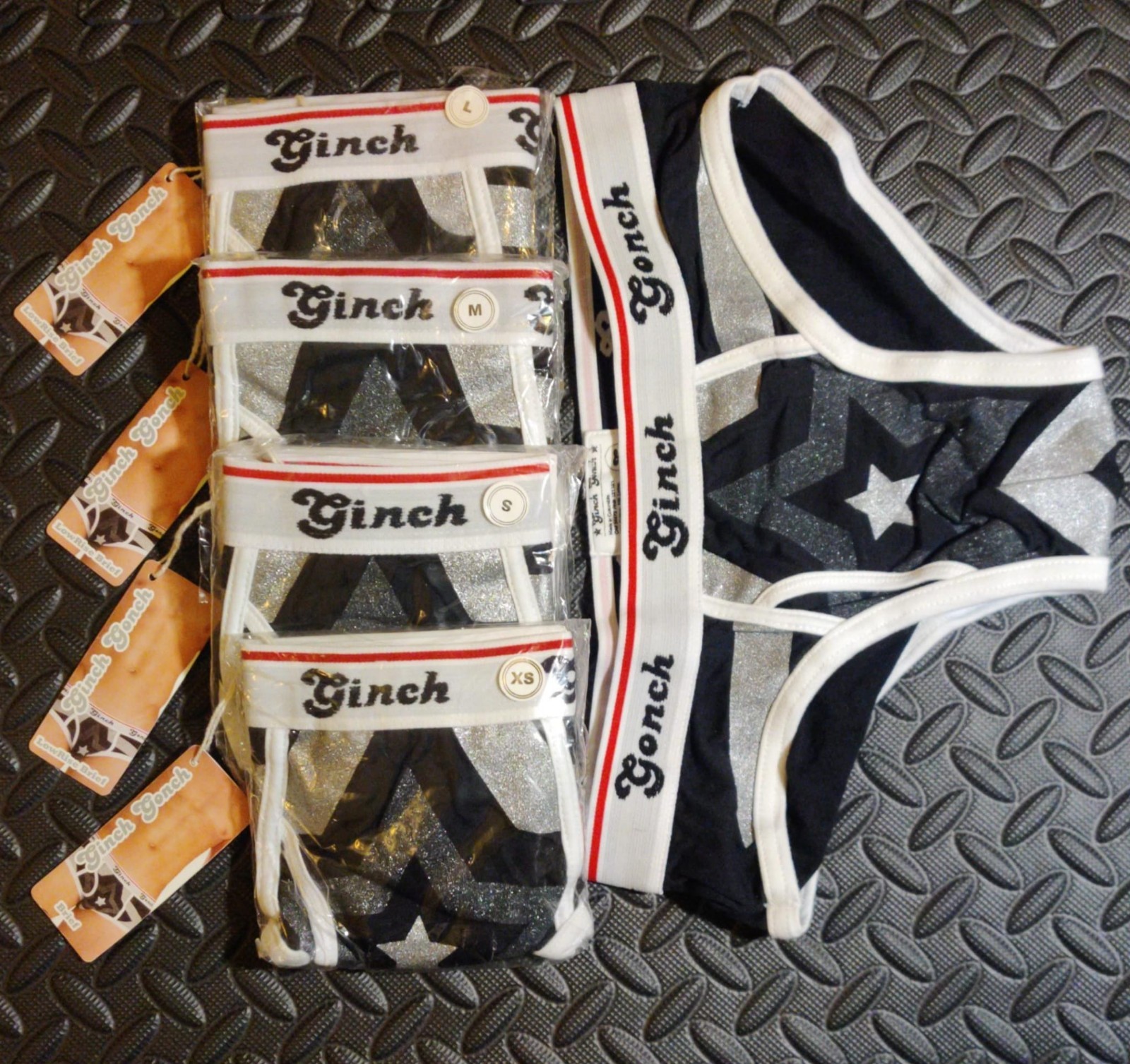 NEW Ginch Gonch Men\'s Low Rise Brief Big Bang Stars Jitter Glitter