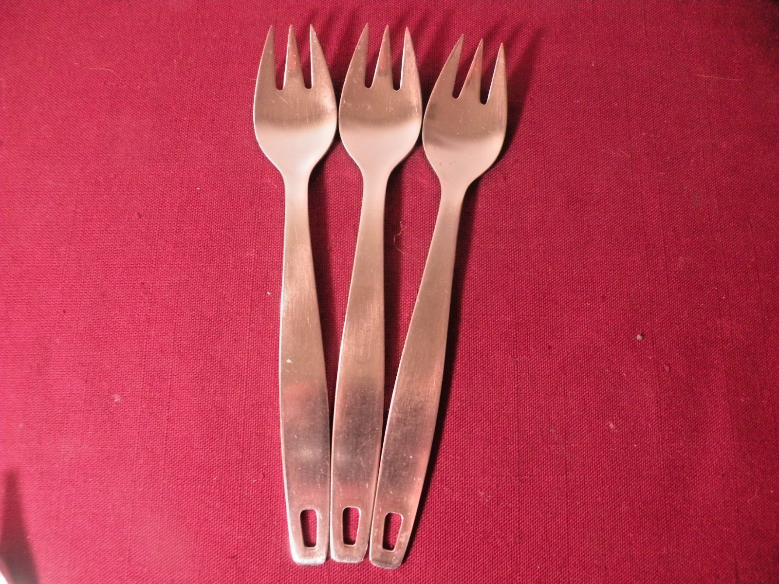 Set Of 3 Georg Jensen Holiday II Salad Forks Denmark Stainless 6 3/4\