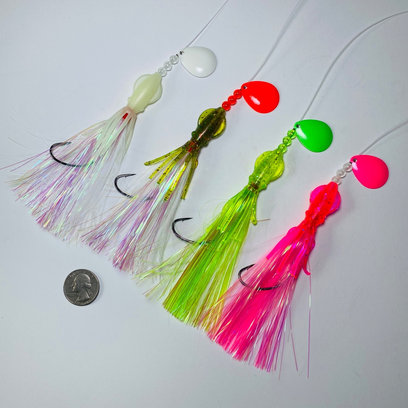 BEST FLUKE FLOUNDER DESTROYER Bottom B2 Squid Lures Rigs (Classic Colors)
