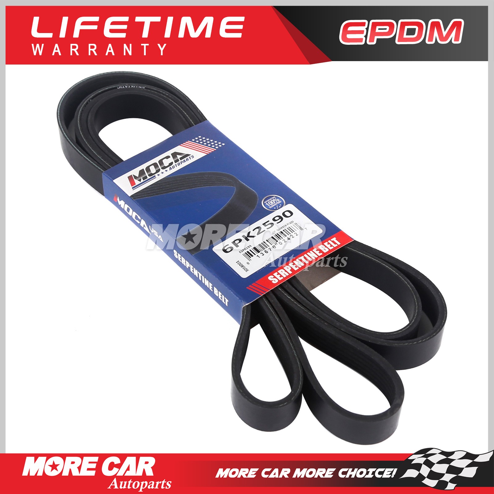 EPDM Serpentine Drive Belt for Kia Forte Ford Mustang Hyundai Sonata 6PK2590