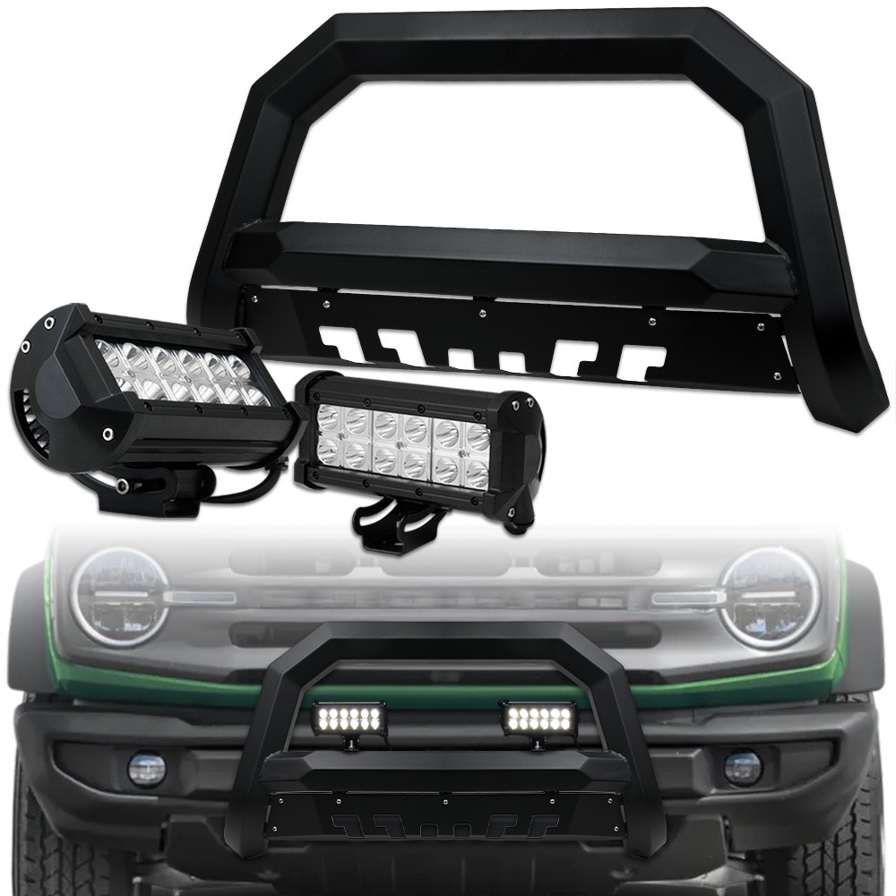 TLAPS For 2017-2025 Ridgeline Matte Blk AVT Angular Bull Guard+36W CREE LED Bars