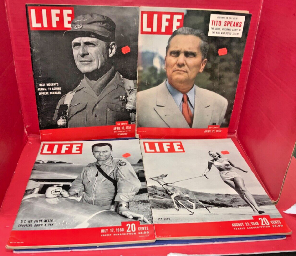Vintage LIFE Magazines Lot of 8 - 1948, 1950, 1951, 1952, 1954, 1956, 1957