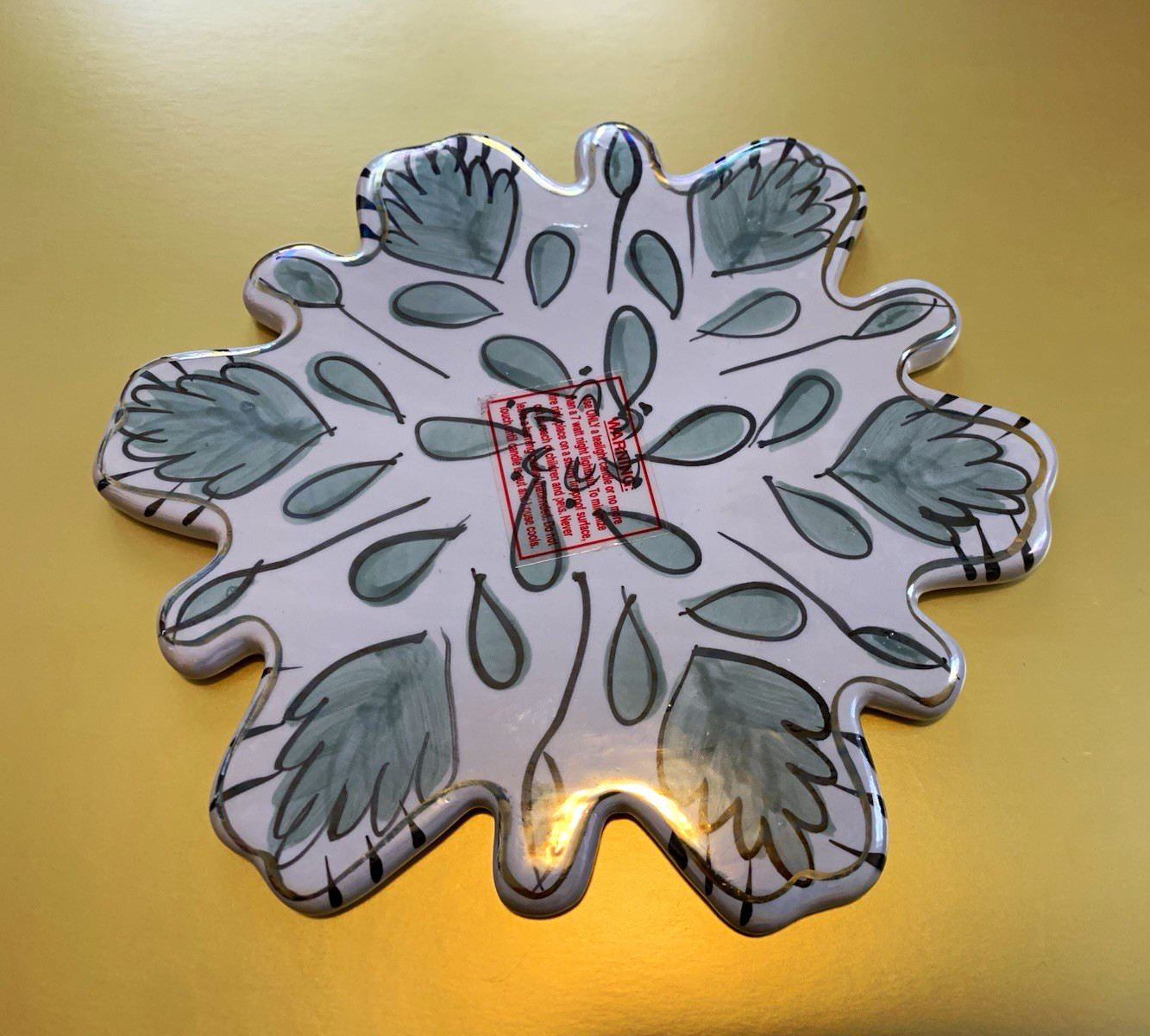 Vintage Blue Sky Clayworks Snowflake Trivet Candle Plate Heather Goldminc 2002