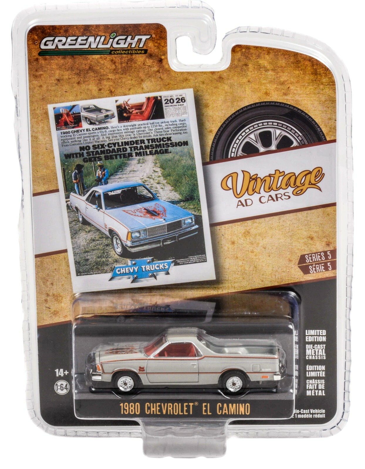 1:64 GreenLight *VINTAGE AD CARS 5* Silver 1980 Chevrolet El Camino *NIP* 1:64 GreenLight *VINTAGE AD CARS 5* Silver 1980 Chevrolet El Camino *NIP*