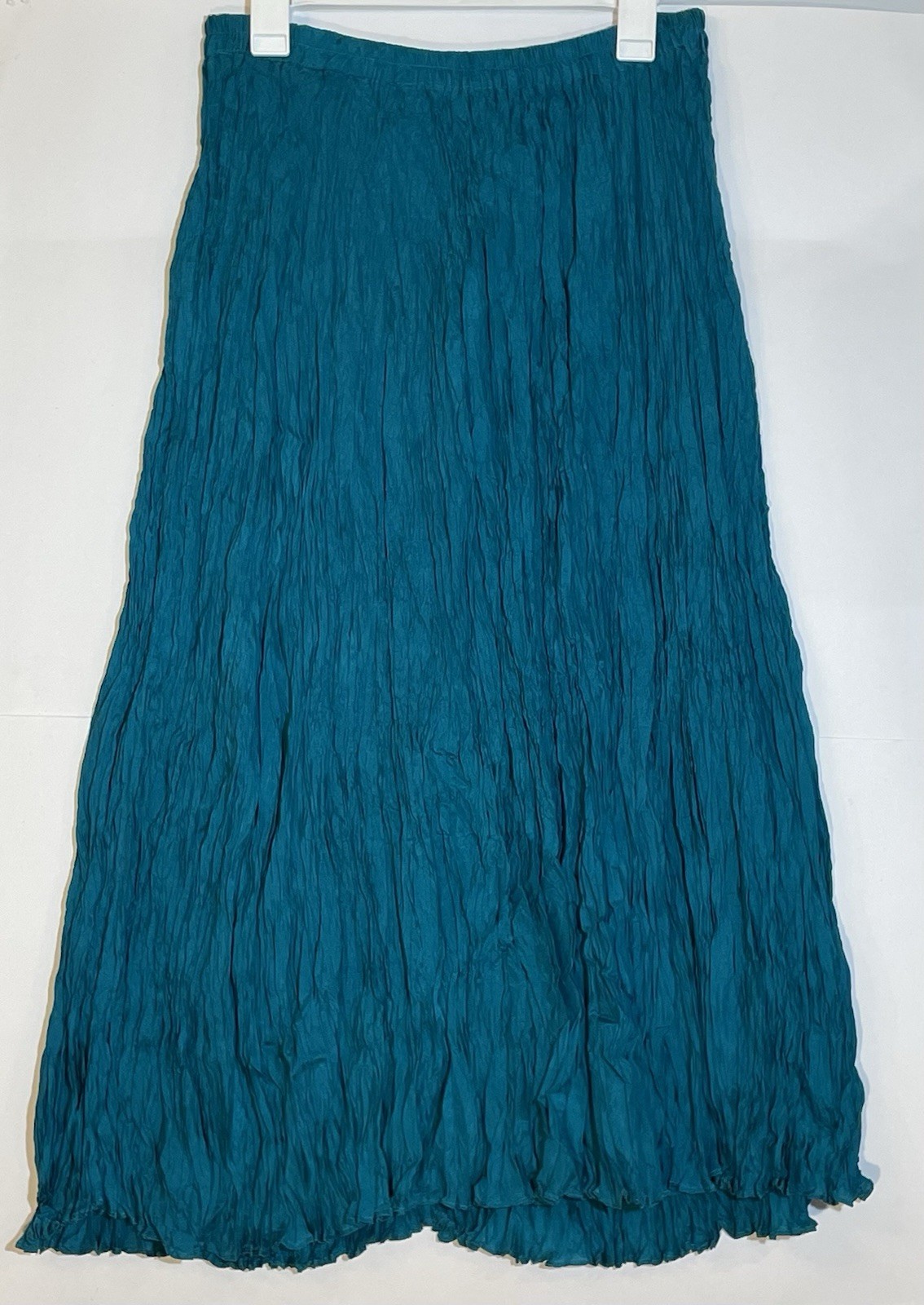Vintage Savannah Blue Silk Broomstick Crinkle Maxi Skirt Size L Hippie 90s NWT