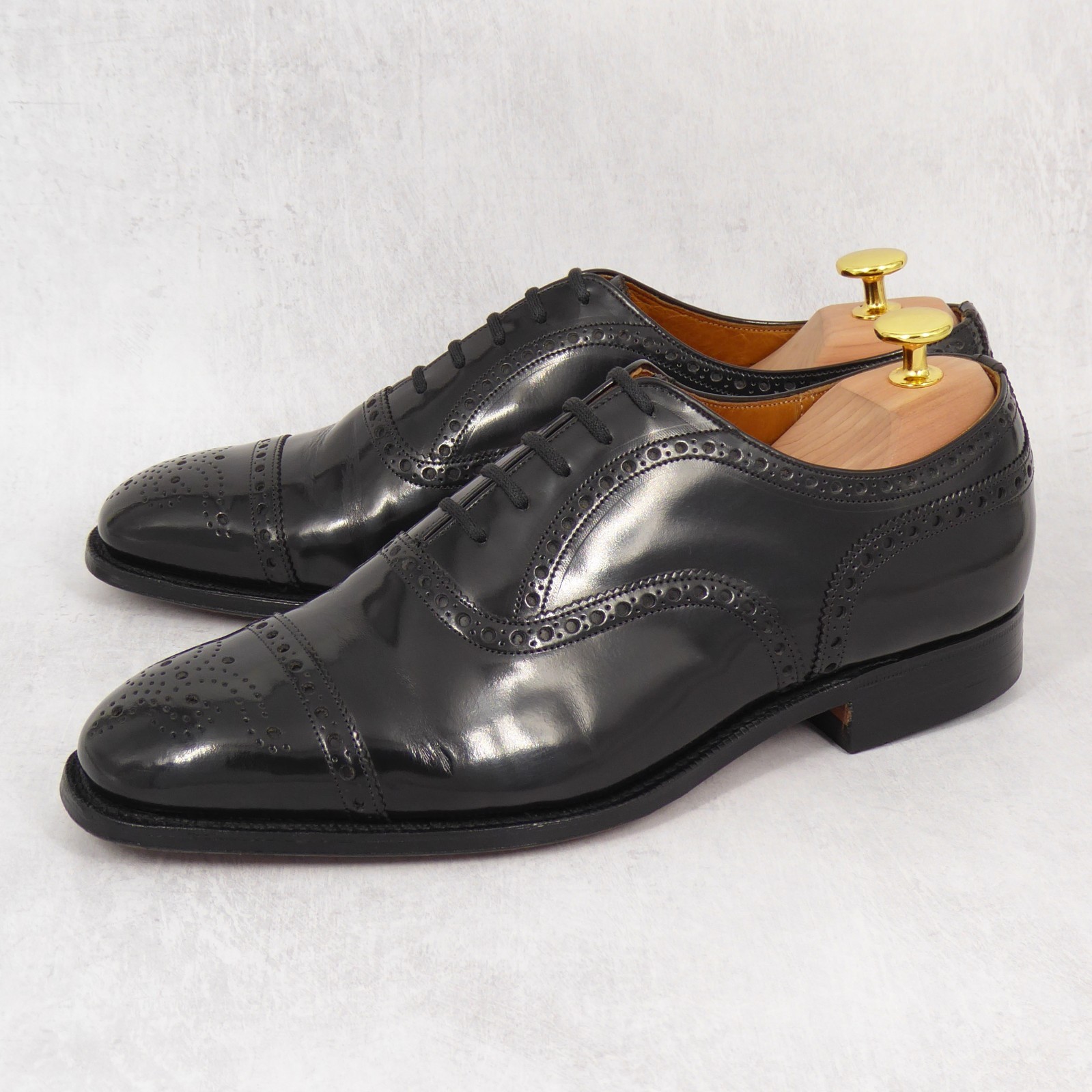 UK 7,5 F - Church\'s Diplomat Black Polished Binder Oxford Brogue Shoes Churchs UK 7,5 F - Church\'s Diplomat Black Polished Binder Oxford Brogue Shoes Churchs