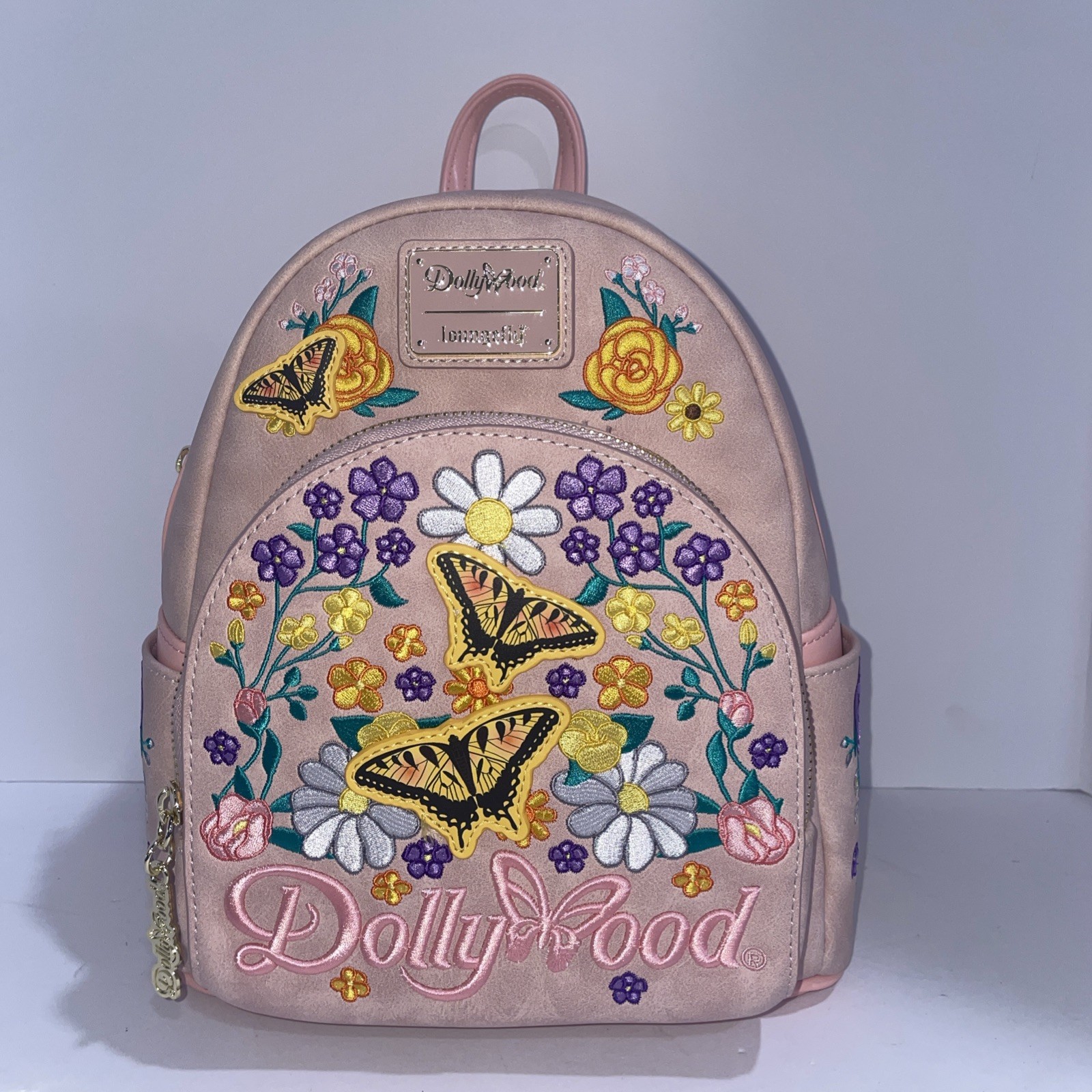 NEW Dollywood Loungefly Pink Butterfly Backpack Purse Rainbow Dolly Parton