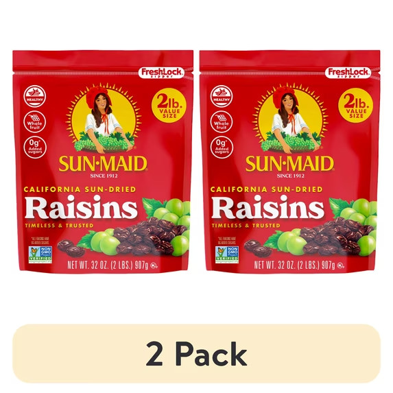 Sun-Maid California Sun-Dried Raisins - (2 Pack) 32 Oz Resealable Bag - Dried F Sun-Maid California Sun-Dried Raisins - (2 Pack) 32 Oz Resealable Bag - Dried F