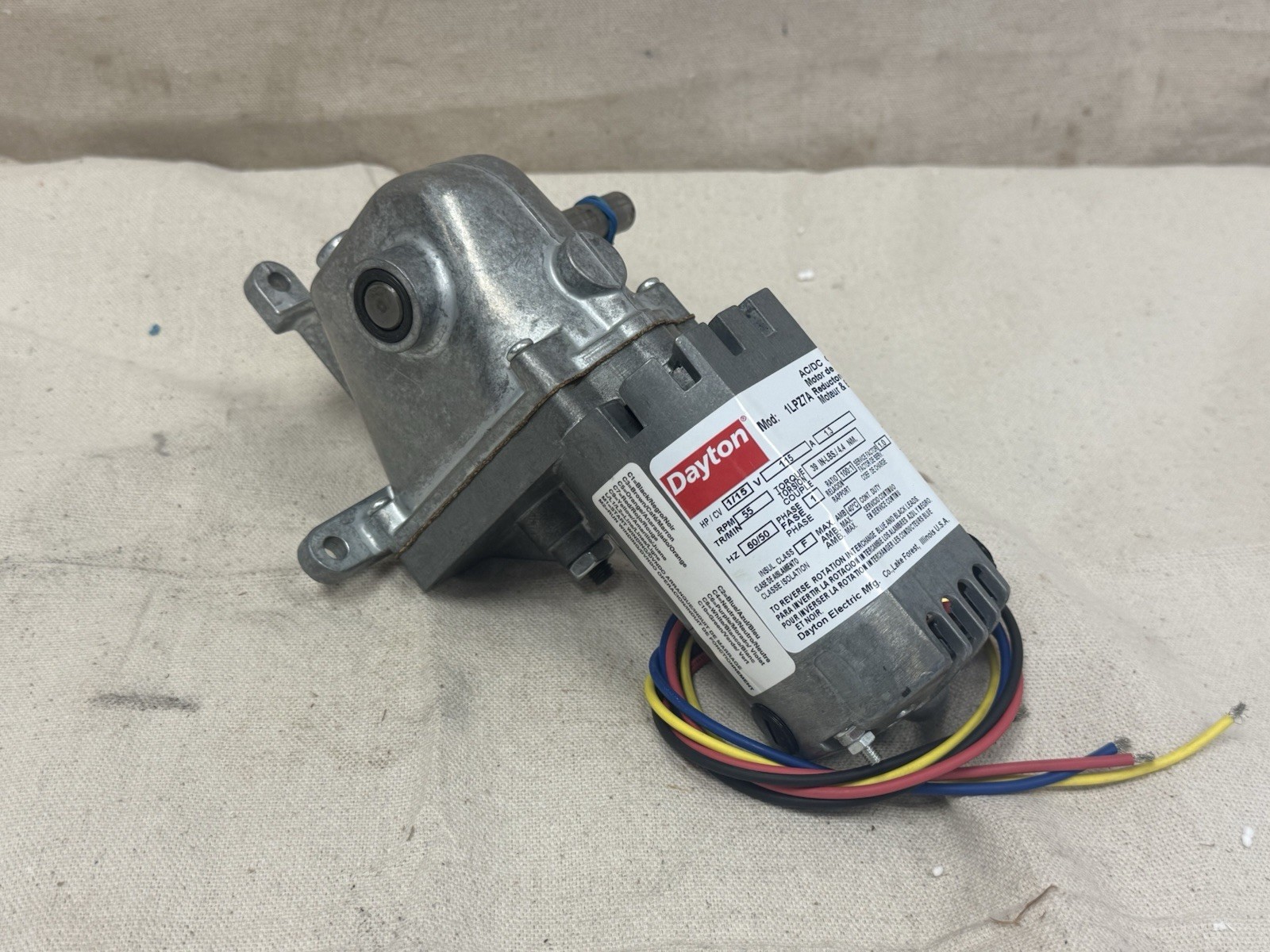 DAYTON 1LPZ7 AC/DC Gearmotor 55 Rpm 115V Open Vented