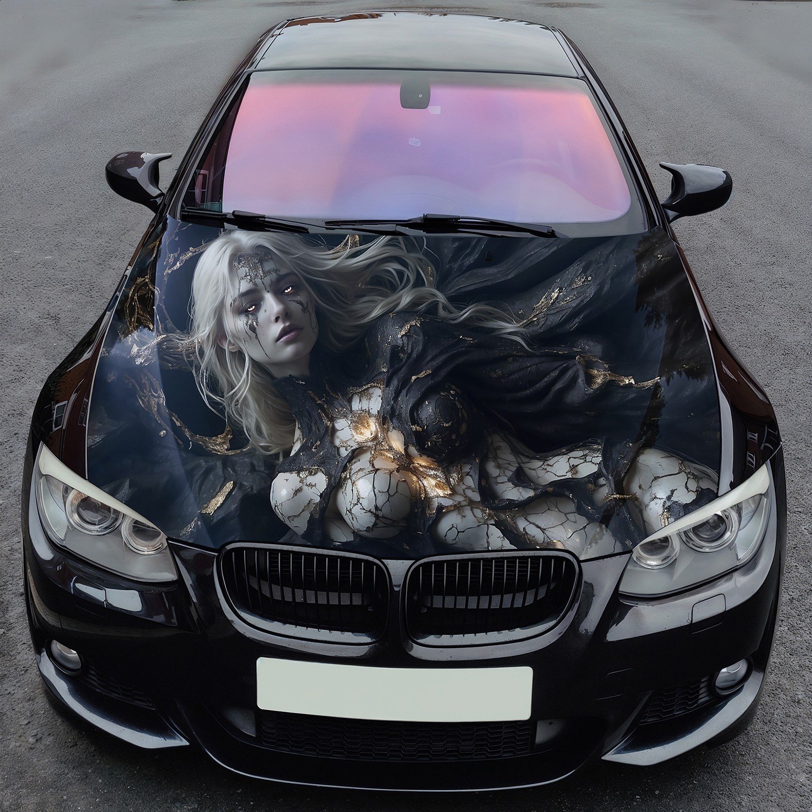 Dark Fallen Angel Car Hood Wrap Vinyl Decal Custom Graphic Fits Truck SUV