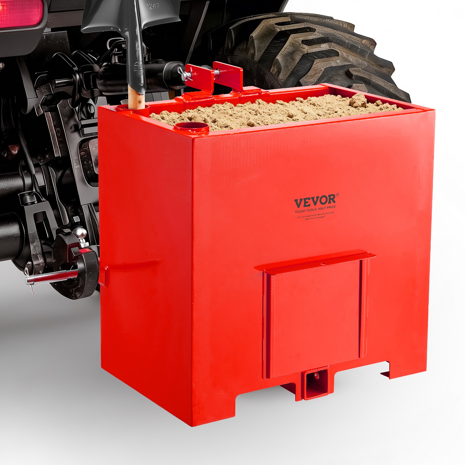 VEVOR Ballast Box 3 Point Category 1 Tractor Quick Tach Hitch 5 ft³ 800 lbs Red